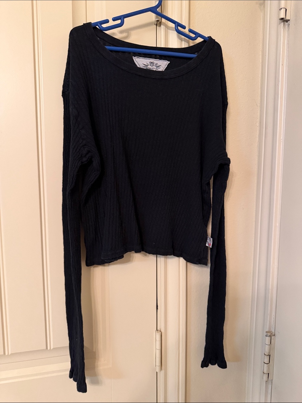 Kids T2Love black long sleeve ribbed top